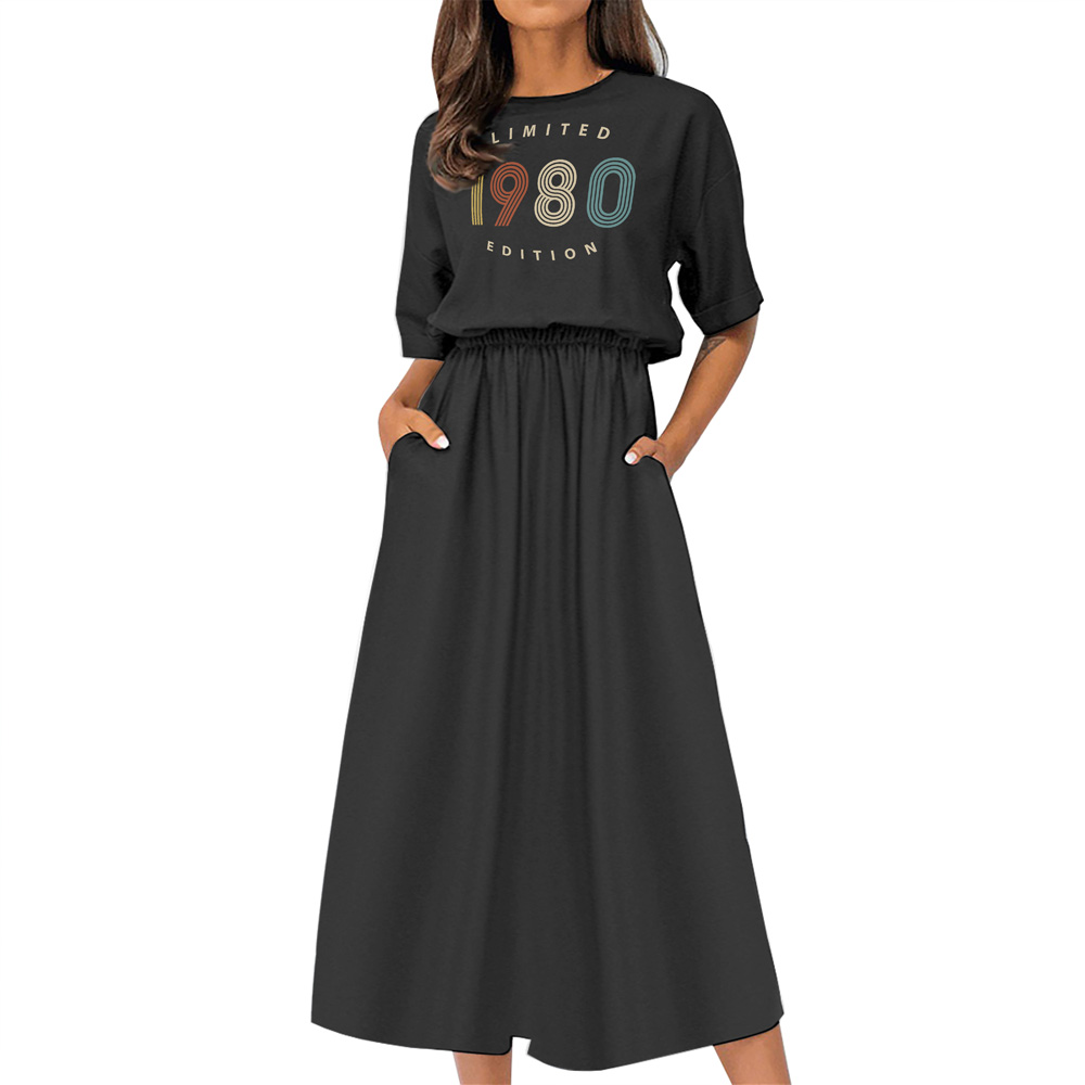 Limited Edition 1980 Birthday Women's Elastic Waist Dress - variant image 1