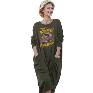 Awesome Hippie Born 1979 Loose Pocket On Dress – Green