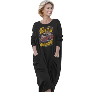 Awesome Hippie Born 1979 Loose Pocket On Dress – Black