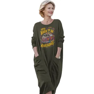 Awesome Hippie Born 1973 Loose Pocket On Dress – Green