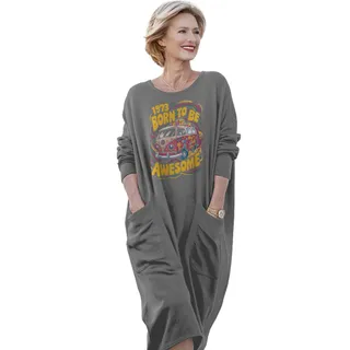 Awesome Hippie Born 1973 Loose Pocket On Dress – Grey