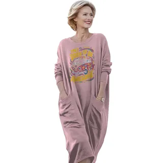 Awesome Hippie Born 1961 Loose Pocket On Dress – Pink