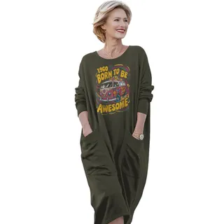 Awesome Hippie Born 1960 Loose Pocket On Dress – Green