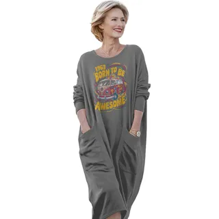 Awesome Hippie Born 1963 Loose Pocket On Dress – Grey