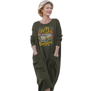 Awesome Hippie 1971 Loose Pocket On Dress – Green
