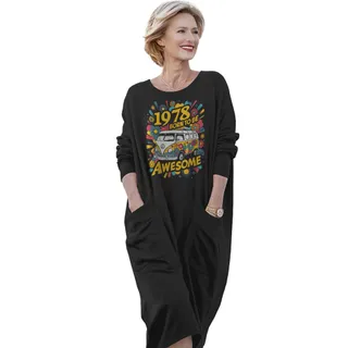Awesome Hippie 1978 Loose Pocket On Dress – Black