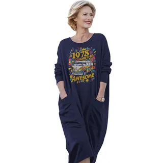 Awesome Hippie 1978 Loose Pocket On Dress – Blue