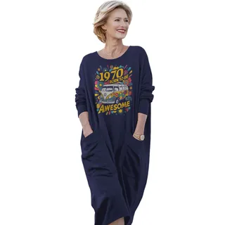 Awesome Hippie 1970 Loose Pocket On Dress – Blue
