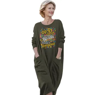 Awesome Hippie 1970 Loose Pocket On Dress – Green