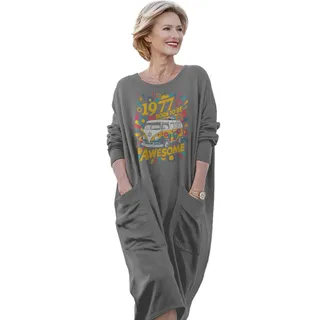 Awesome Hippie 1977 Loose Pocket On Dress – Grey
