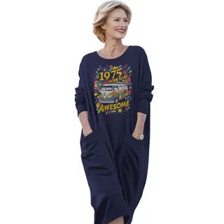 Awesome Hippie 1975 Loose Pocket On Dress – Blue