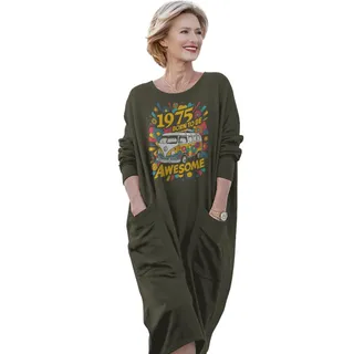 Awesome Hippie 1975 Loose Pocket On Dress – Green