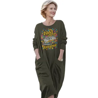 Awesome Hippie 1961 Loose Pocket On Dress – Green