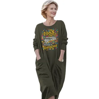 Awesome Hippie 1968 Loose Pocket On Dress – Green