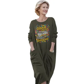 Awesome Hippie 1964 Loose Pocket On Dress – Green