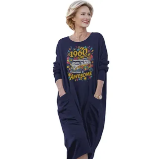 Awesome Hippie 1960 Loose Pocket On Dress – Blue