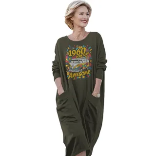 Awesome Hippie 1960 Loose Pocket On Dress – Green