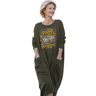 Awesome Hippie 1969 Loose Pocket On Dress – Green