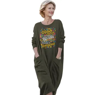 Awesome Hippie 1966 Loose Pocket On Dress – Green