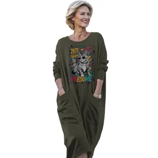Cool Cat 1971 Birthday Pocket Dress – Green