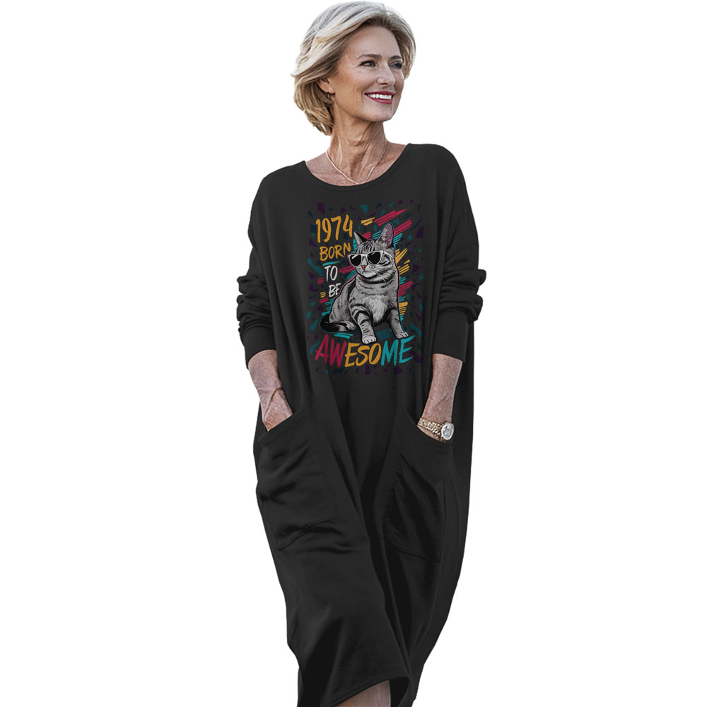 Cool Cat 1974 Birthday Pocket Dress - variant image 1
