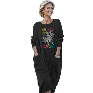 Cool Cat 1974 Birthday Pocket Dress – Black