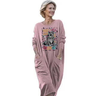 Cool Cat 1970 Birthday Pocket Dress – Pink