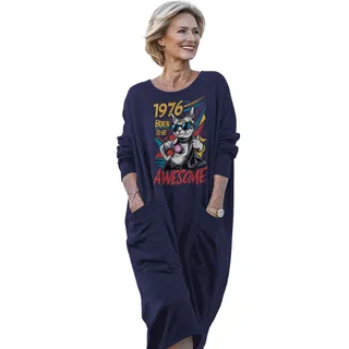 Cool Awesome Cat 1976 Birthday Pocket Dress – Blue