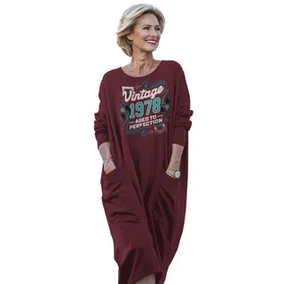 Vintage Perfection Cat 1978 Birthday Pocket Dress – Red