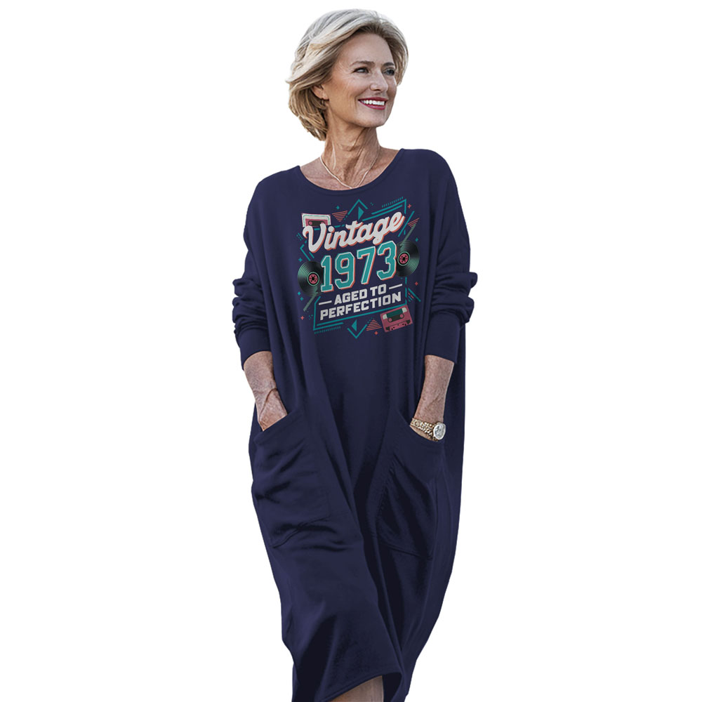 Vintage Perfection Cat 1973 Birthday Pocket Dress - variant image 1