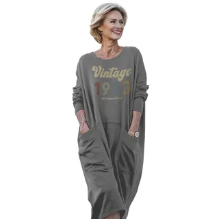 Vintage Original Parts 1973 Birthday Pocket Dress – Grey