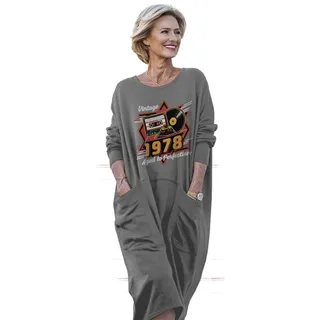 Vintage Aged Perfection 1978 Birthday Pocket Dress – Grey