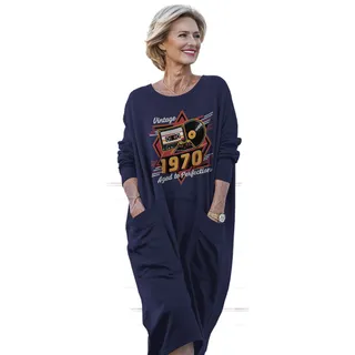 Vintage Aged Perfection 1970 Birthday Pocket Dress – Blue