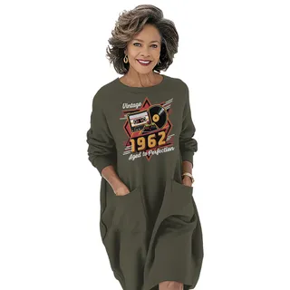 Vintage Aged Perfection 1962 Birthday Pocket Dress – Grey