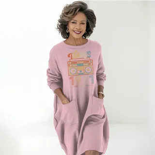 Cassette Player 1961 Birthday Pocket Dress – Pink