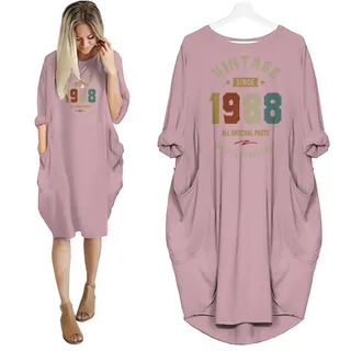 Vintage Perfection 1988 Birthday Pocket Dress – Pink