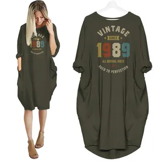 Vintage Perfection 1989 Birthday Pocket Dress – Green