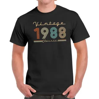 Vintage & Classic 1988 Birthday T-Shirt For Men Women – Black