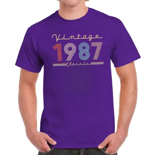 Vintage & Classic 1987 Birthday T-Shirt For Men Women – Purple
