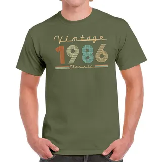 Vintage & Classic 1986 Birthday T-Shirt For Men Women – Military Green