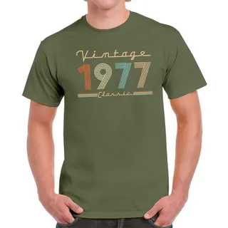 Vintage & Classic 1977 Birthday T-Shirt For Men Women – Military Green