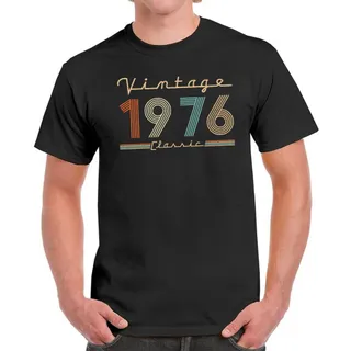 Vintage & Classic 1976 Birthday T-Shirt For Men Women – Black
