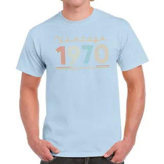 Vintage & Classic 1970 Birthday T-Shirt For Men Women – Light Blue