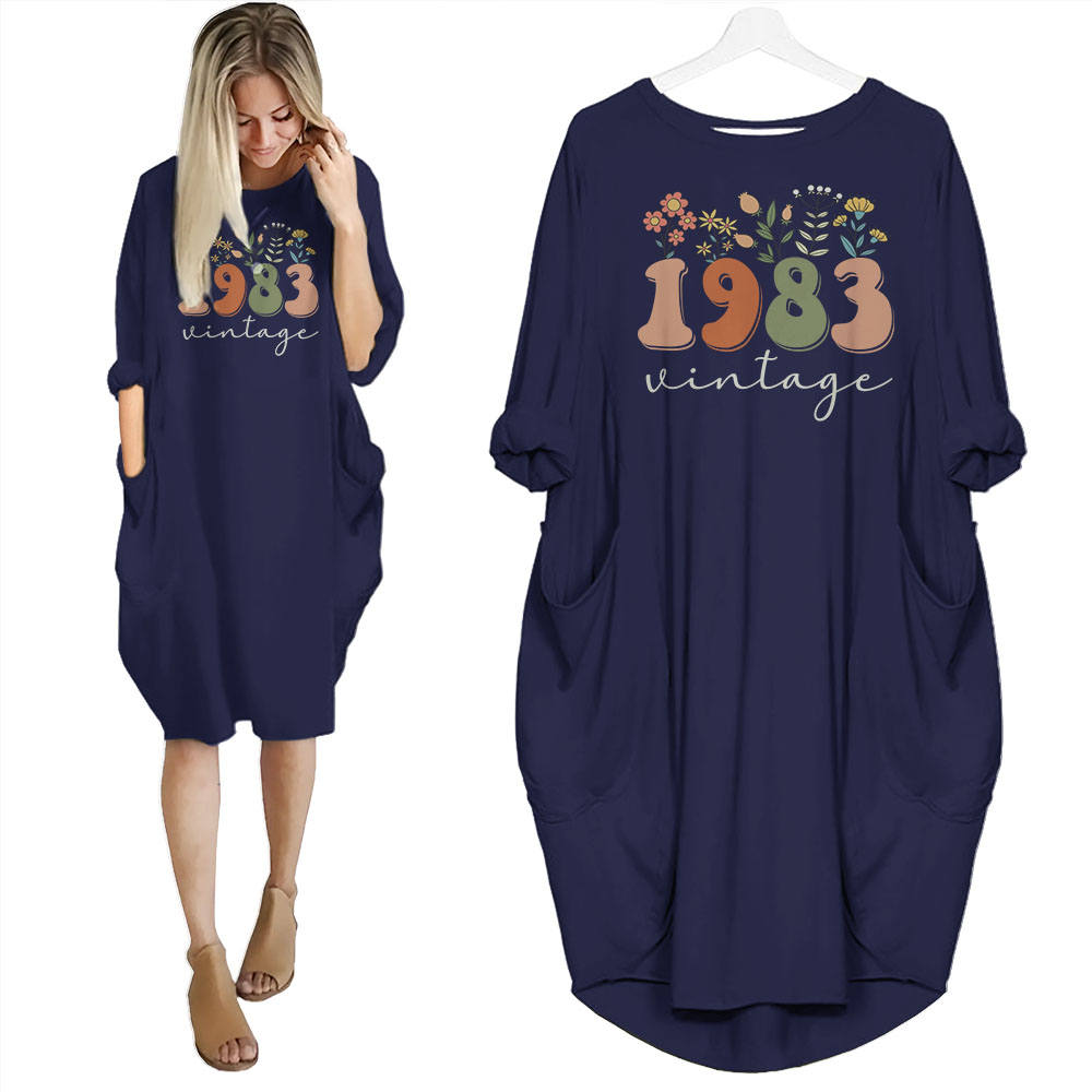 Flower Vintage 1983 Birthday Pocket Dress - variant image 1