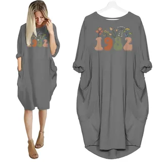 Flower 1982 Birthday Pocket Dress – Green