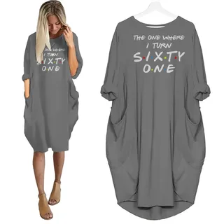 I Turn 61 Birthday Pocket Dress – Grey