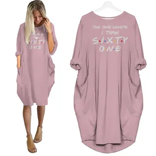 I Turn 61 Birthday Pocket Dress – Pink