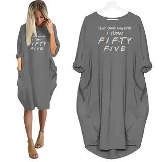 I Turn 55 Birthday Pocket Dress – Grey