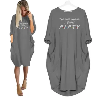 I Turn 50 Birthday Pocket Dress – Grey