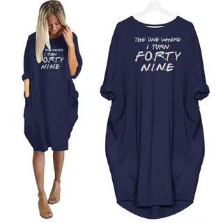 I Turn 49 Birthday Pocket Dress – Blue